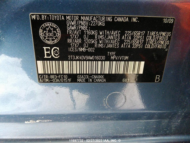 Toyota RAV4 2010 2T3JK4DV9AW016030 Image 9