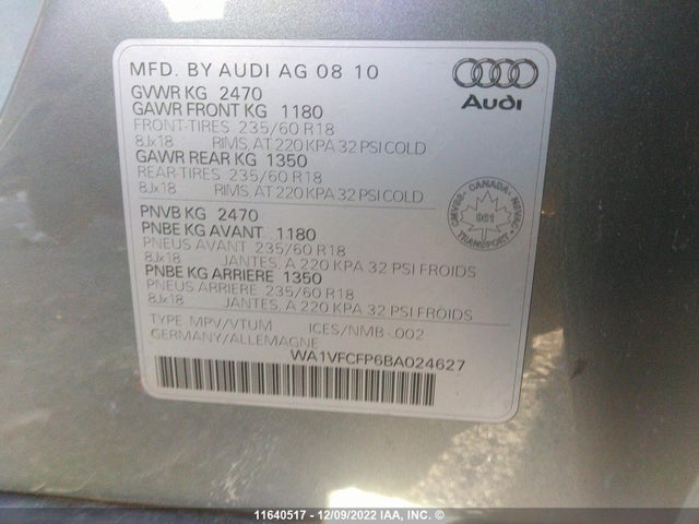 WA1VFCFP6BA024627 Audi Q5 Prestige