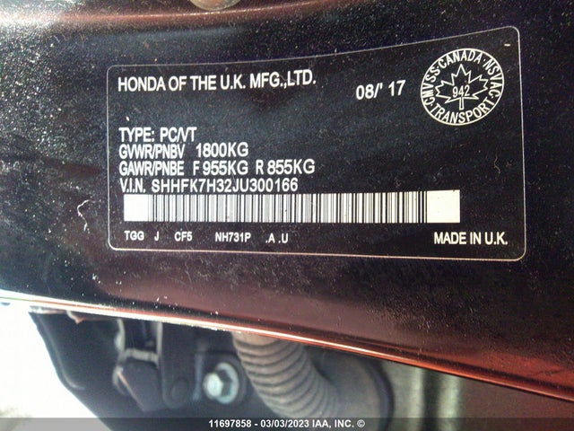 Honda Civic Lx 2018 SHHFK7H32JU300166 Image 9