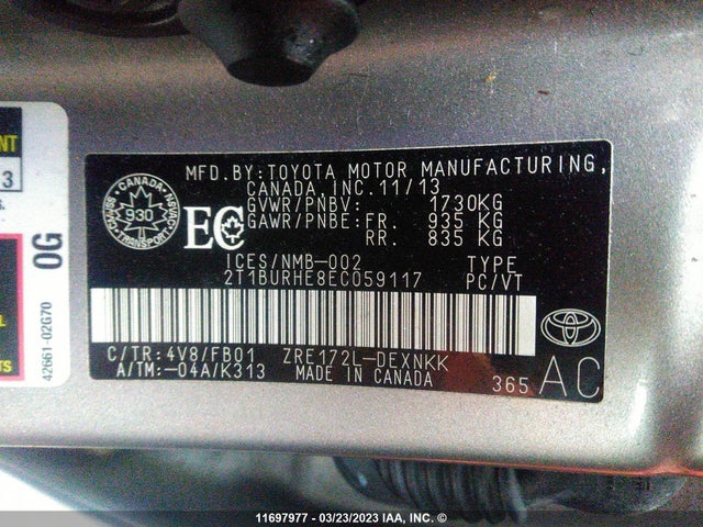 Toyota COROLLA 2014 2T1BURHE8EC059117 Image 11