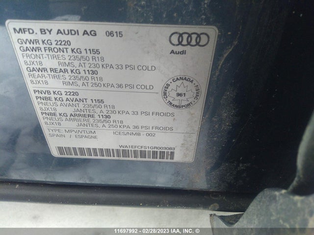 WA1EFCFS1GR003083 Audi Q3 Premium Plus