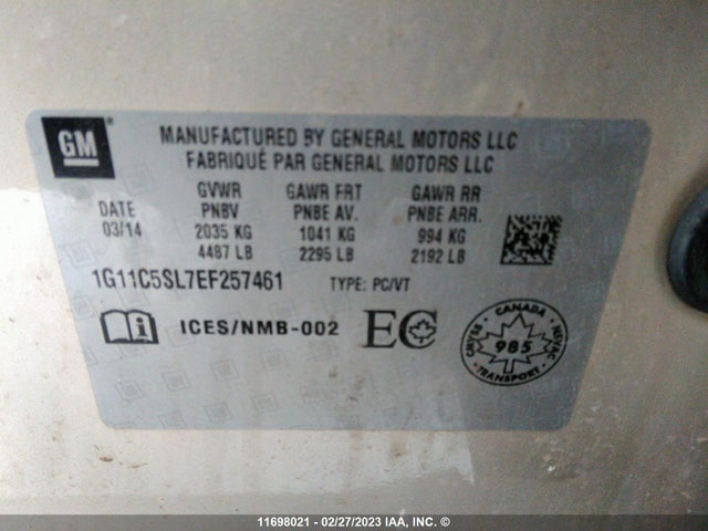 1G11C5SL7EF257461 Chevrolet Malibu