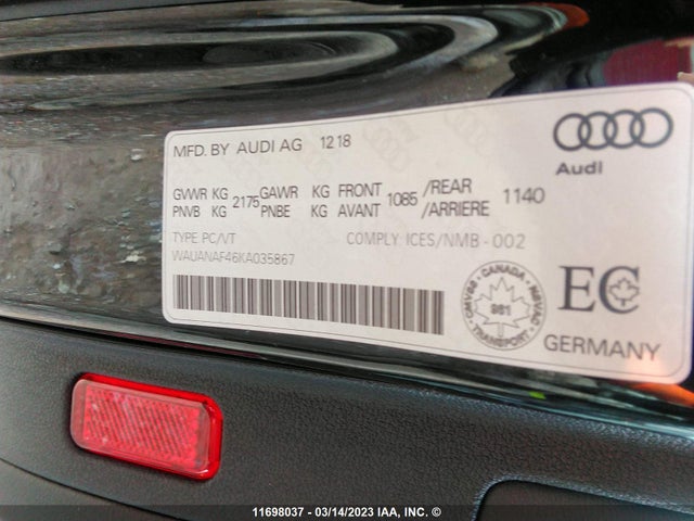 Audi A4 2019 WAUANAF46KA035867 Image 9