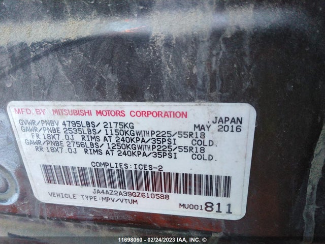 JA4AZ2A39GZ610588 Mitsubishi Outlander Es