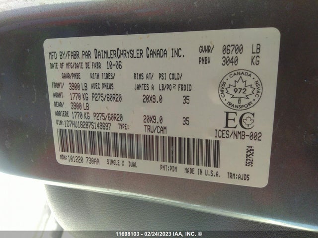 Dodge Ram 1500 St/slt 2007 1D7HU18287S149697 Image 10