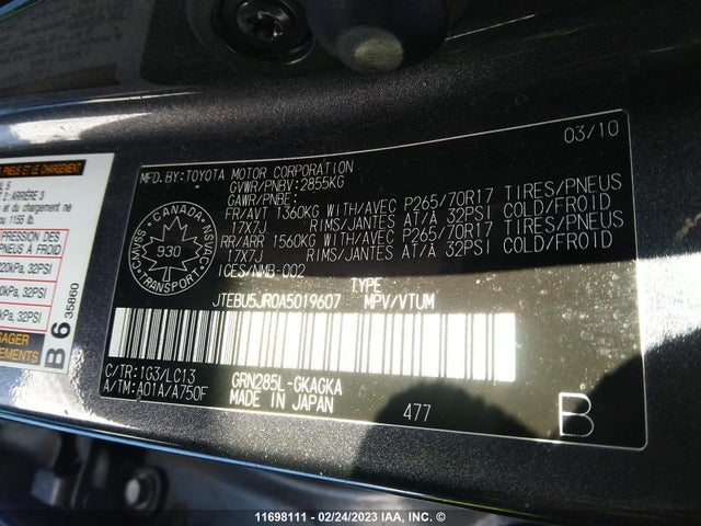 Toyota 4runner Sr5/limited/trail 2010 JTEBU5JR0A5019607 Image 4