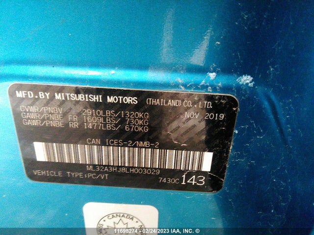 ML32A3HJ8LH003029 Mitsubishi MIRAGE ES