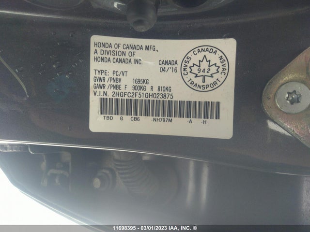 Honda Civic Lx 2016 2HGFC2F51GH023875 Image 9