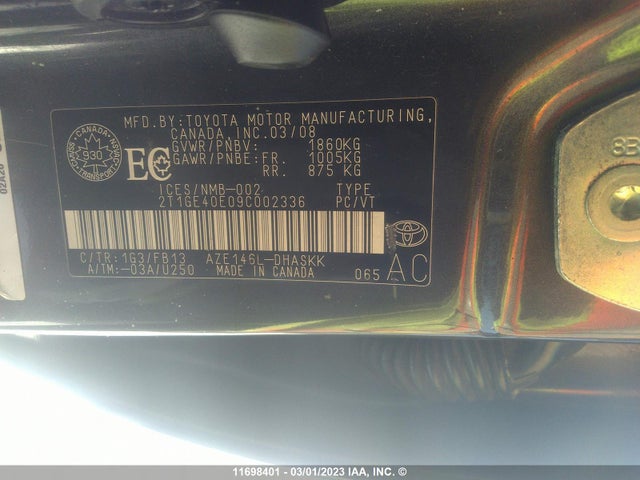 Toyota Corolla Matrix Xrs 2009 2T1GE40E09C002336 Image 10