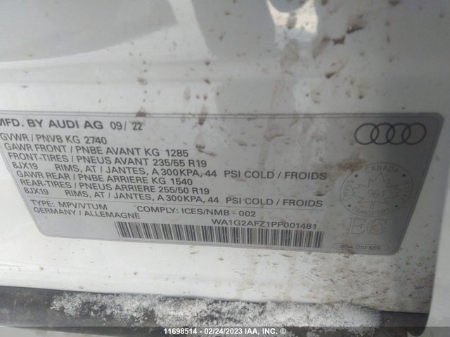 WA1G2AFZ1PP001481 Audi Q4 E-TRON