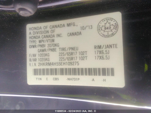 Honda CR-V EX 2014 2HKRM4H55EH109275 Image 9