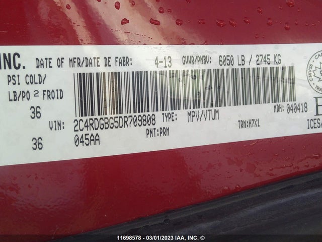 Dodge Grand Caravan Se 2013 2C4RDGBG5DR709808 Image 9