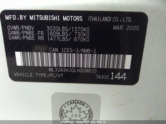 ML32A3HJ0LH008810 Mitsubishi MIRAGE ES