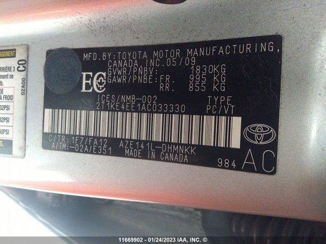 Toyota Corolla Matrix S 2010 2T1KE4EE1AC033330 Image 9