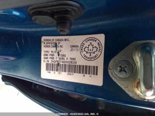 Honda Civic Lx 2013 2HGFB2F46DH028334 Image 10