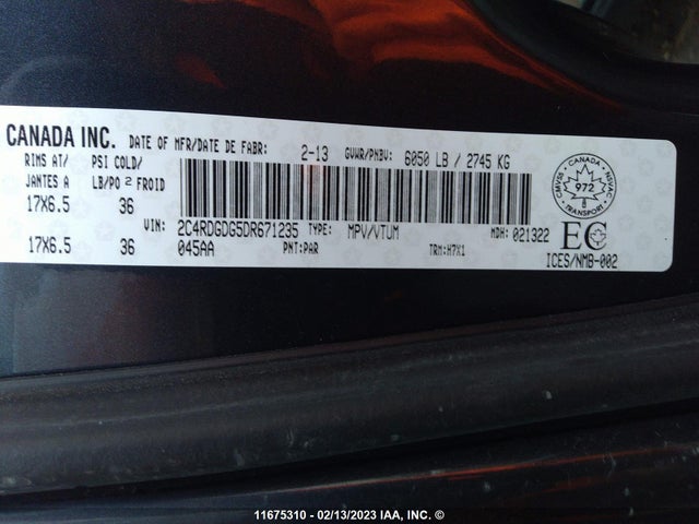 Dodge Grand Caravan Crew 2013 2C4RDGDG5DR671235 Image 11