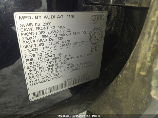 WA1WAAF7XHD007747 Audi Q7 Technik S-line