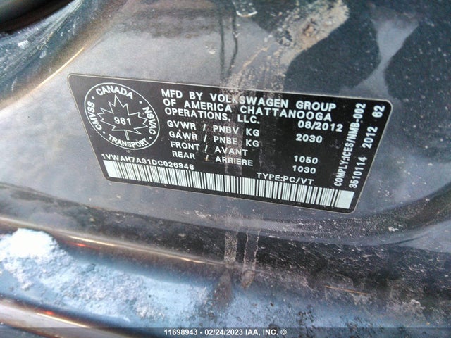 Volkswagen PASSAT S 2013 1VWAH7A31DC026946 Image 10