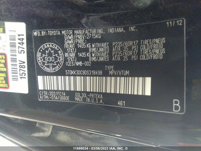 Toyota SIENNA LE 2013 5TDKK3DC9DS318498 Image 10