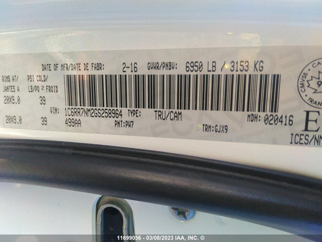 RAM 1500 Laramie 2016 1C6RR7NM2GS258964 Image 10