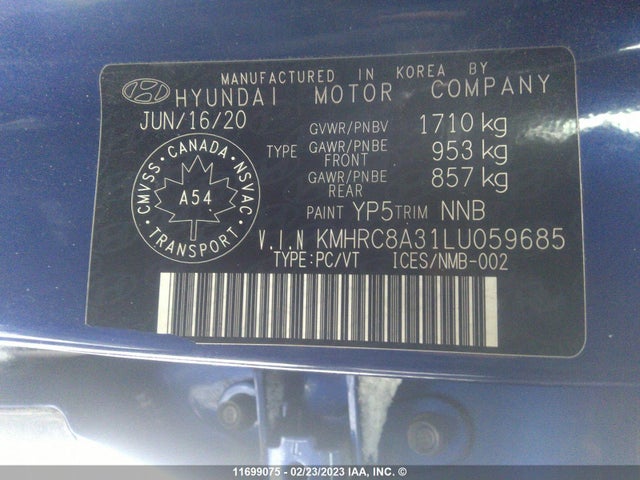 Hyundai Venue Sel/denim 2020 KMHRC8A31LU059685 Image 9