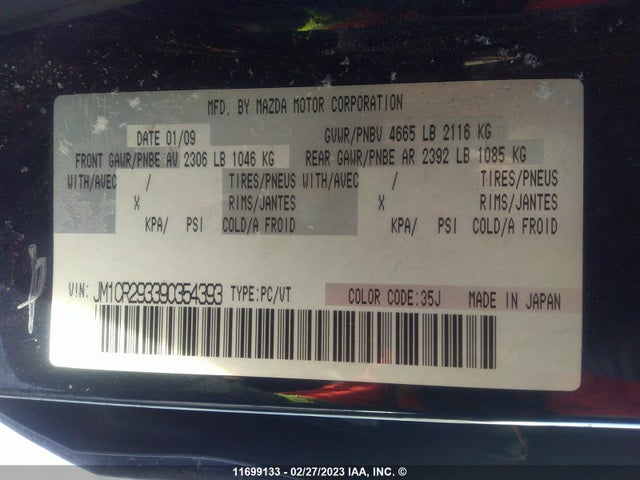Mazda 5 2009 JM1CR293390354393 Image 10