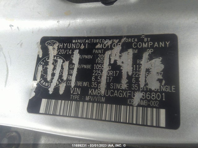 Hyundai Tucson Limited/se 2015 KM8JUCAGXFU036801 Image 10