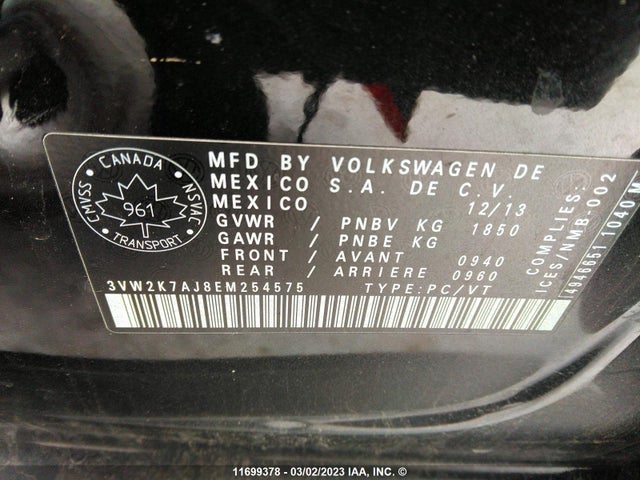Volkswagen Jetta 2014 3VW2K7AJ8EM254575 Image 10