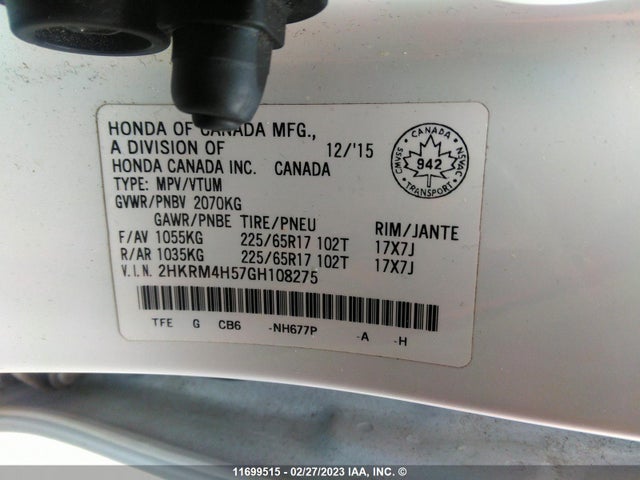 Honda CR-V EX 2016 2HKRM4H57GH108275 Image 9