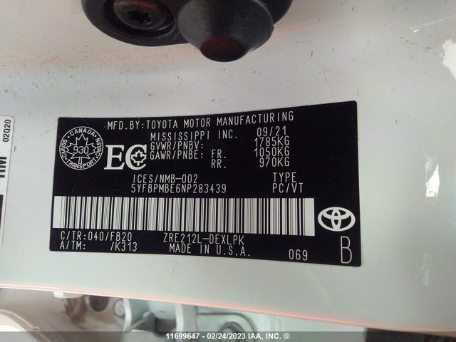 Toyota COROLLA LE 2022 5YFBPMBE6NP283439 Image 9