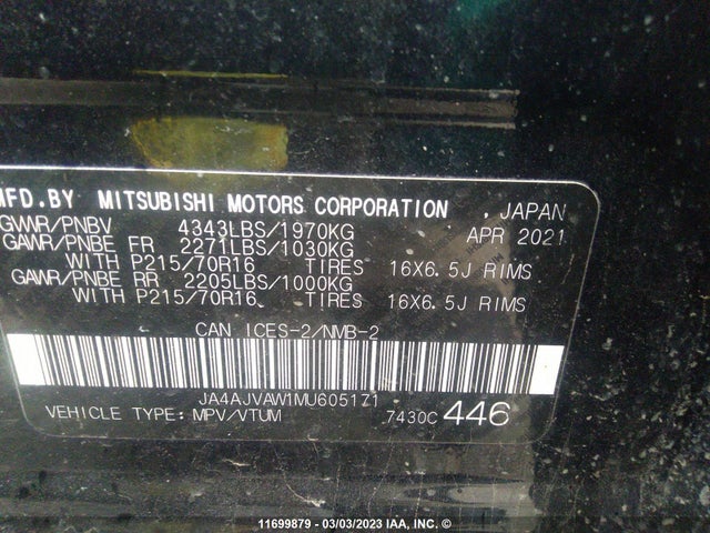 JA4AJVAW1MU605171 Mitsubishi Rvr Se/sel/le/gt