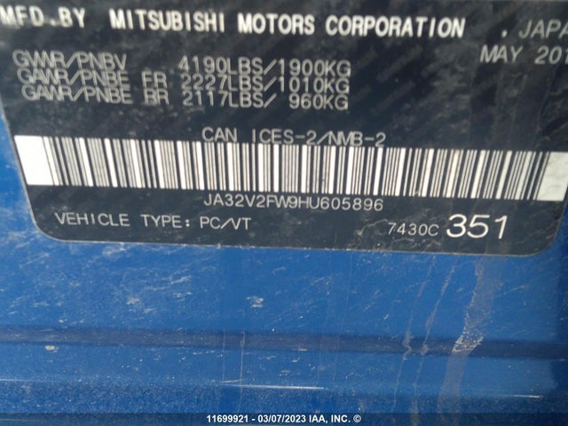 JA32V2FW9HU605896 Mitsubishi Lancer Es/se/sel