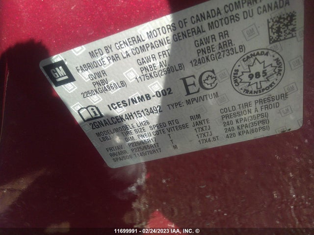Chevrolet EQUINOX LT 2017 2GNALCEK4H1513492 Image 9