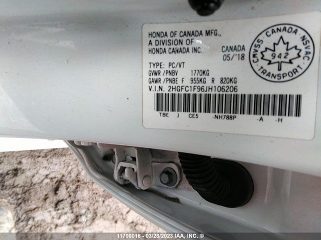 Honda Civic Touring 2018 2HGFC1F96JH106206 Image 11