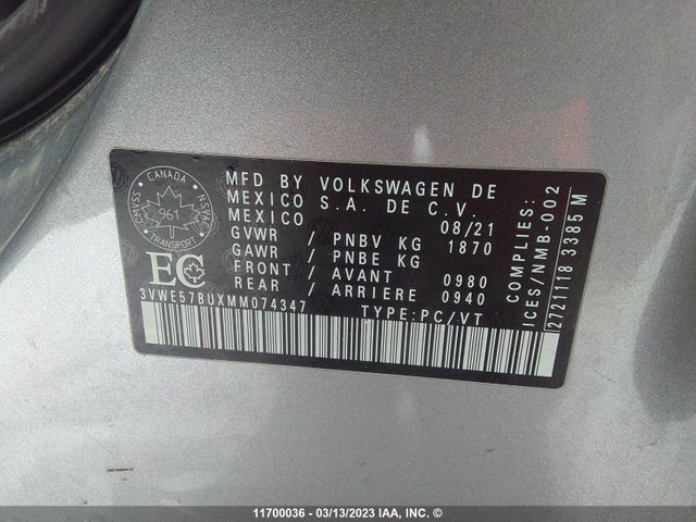 Volkswagen JETTA SEL 2021 3VWE57BUXMM074347 Image 10