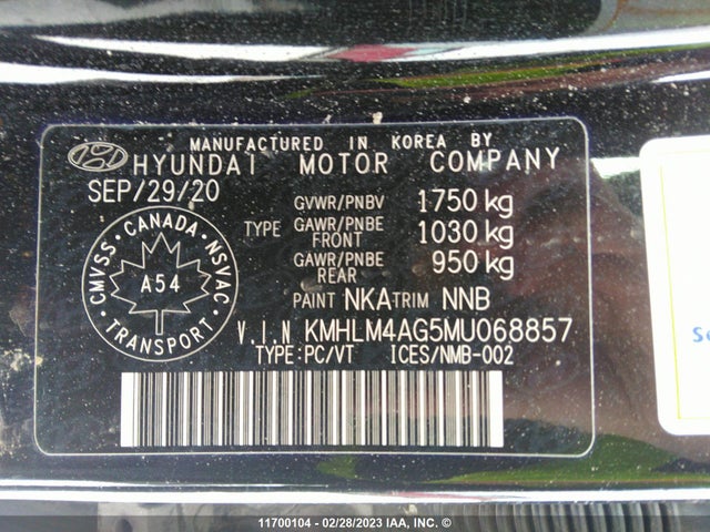 Hyundai ELANTRA SEL 2021 KMHLM4AG5MU068857 Image 10