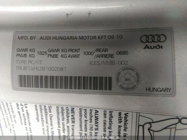 TRUB1AFK2B1002081 Audi Tts Premium