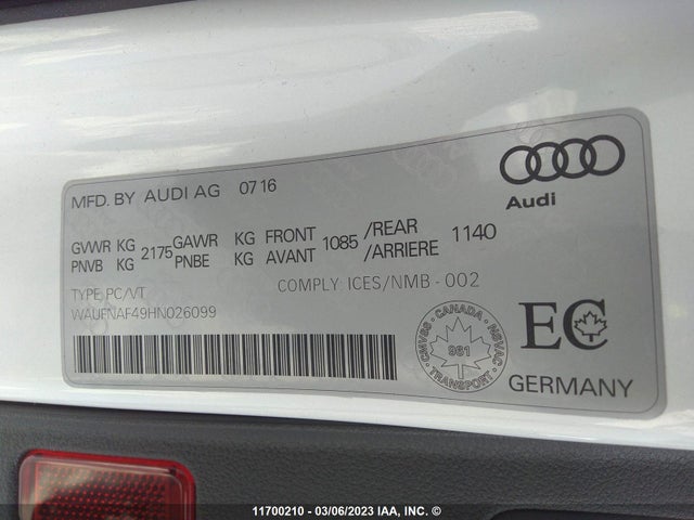 WAUFNAF49HN026099 Audi A4 Prestige