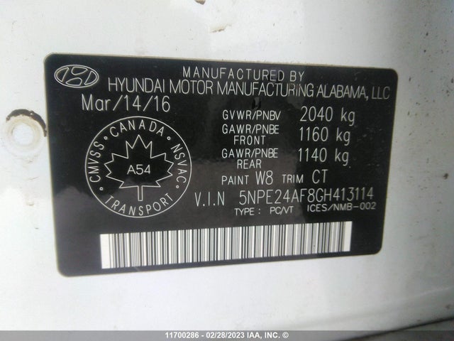 Hyundai SONATA SE 2016 5NPE24AF8GH413114 Image 11