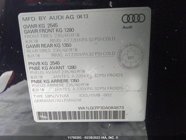 WA1LGCFP3DA084873 Audi Q5 Premium Plus