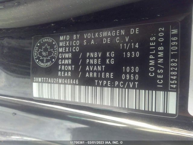 3VWTT7AU2FM046446 Volkswagen GTI