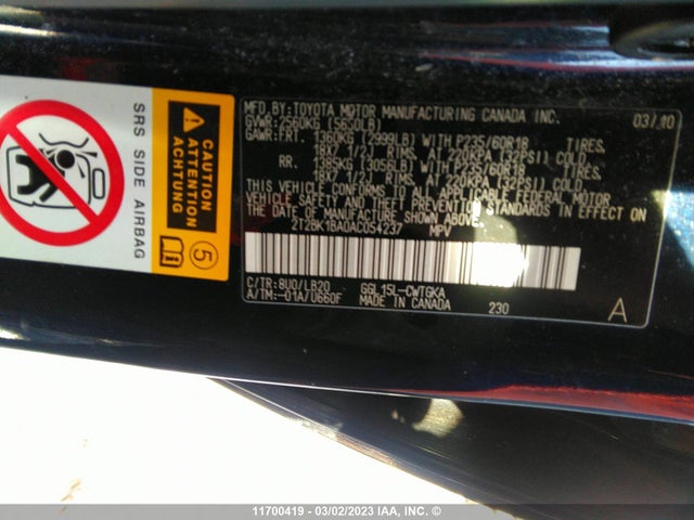 2T2BK1BA0AC054237 Lexus RX 350