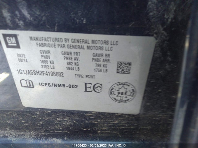 Chevrolet SONIC LS 2015 1G1JA5SH2F4108082 Image 9