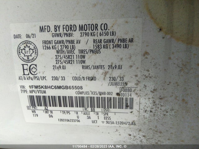 Ford Explorer Platinum 2021 1FM5K8HC6MGB65508 Image 11