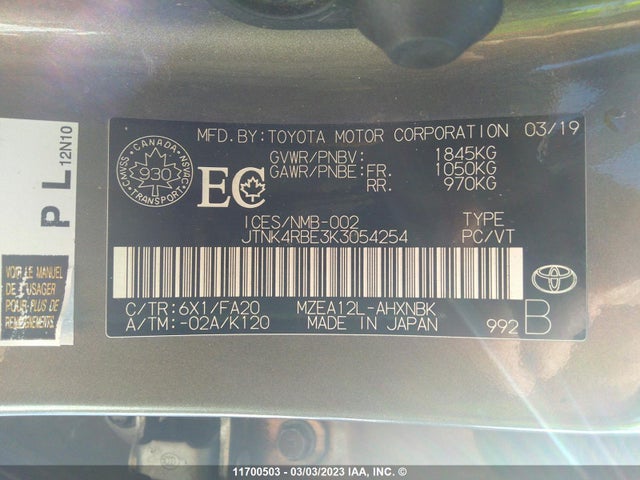 Toyota Corolla Se/xse 2019 JTNK4RBE3K3054254 Image 9