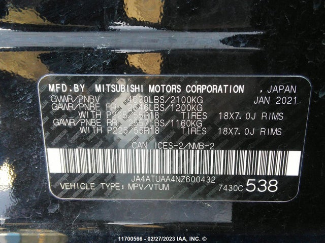 JA4ATUAA4NZ600432 Mitsubishi Eclipse Cross Es
