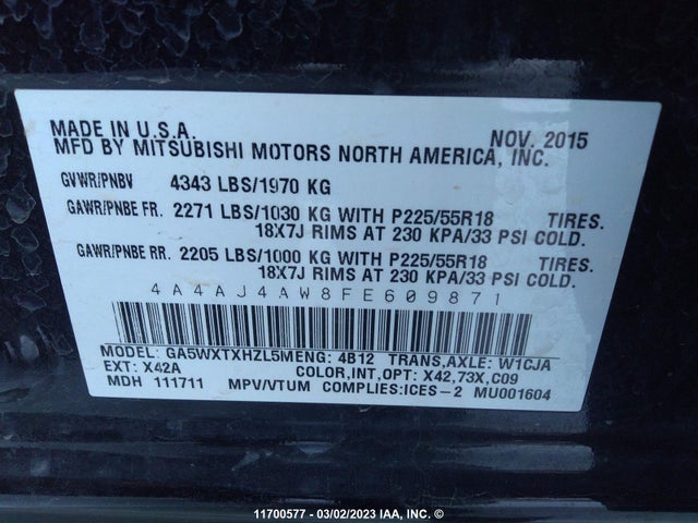 4A4AJ4AW8FE609871 Mitsubishi Rvr Gt