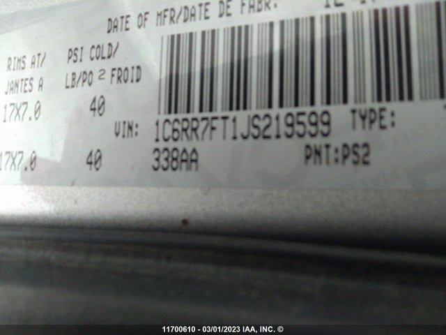 RAM 1500 St 2018 1C6RR7FT1JS219599 Image 9