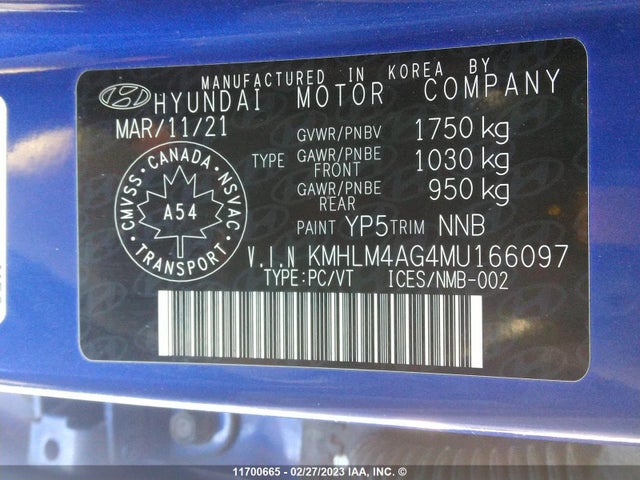 Hyundai ELANTRA SEL 2021 KMHLM4AG4MU166097 Image 11