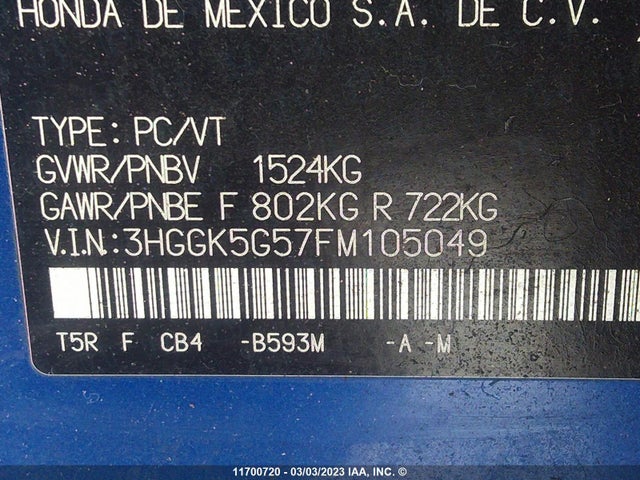 Honda FIT LX 2015 3HGGK5G57FM105049 Image 11